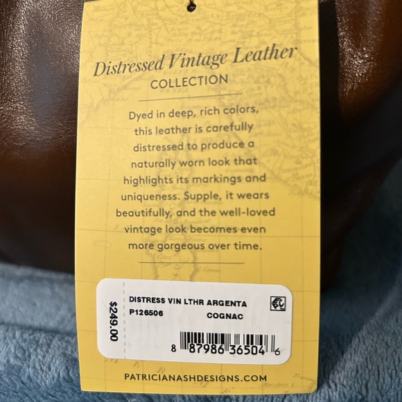 Patricia Nash Distressed Vintage Leather Argenta Handbag with Zipper in Cognac - Picture 7 of 11